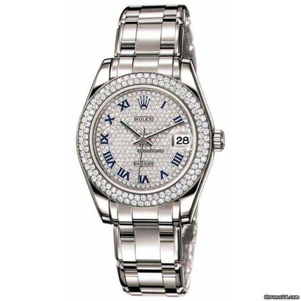 Rolex Automatic Men's Watch With White Gold Case and Strap Authentic Luxury Timepiece