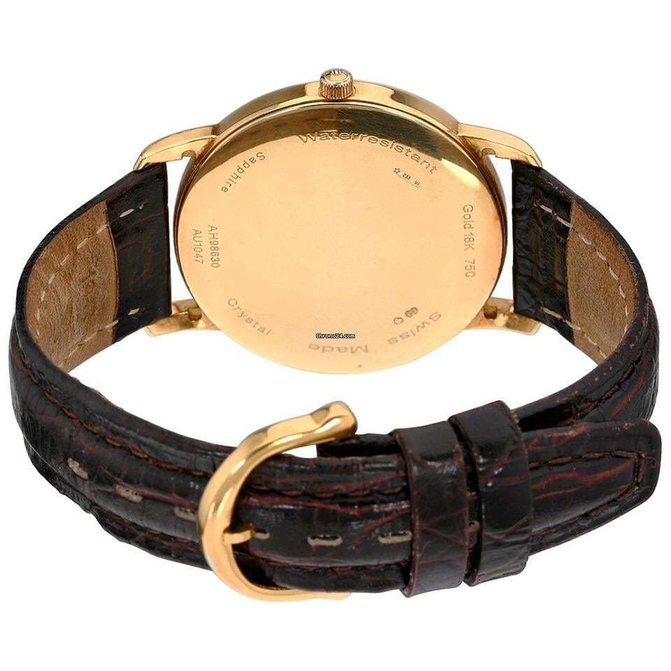 Maurice Lacroix Quartz Men's Watch Yellow Gold Case With Leather Strap Authentic Luxury Timepiece
