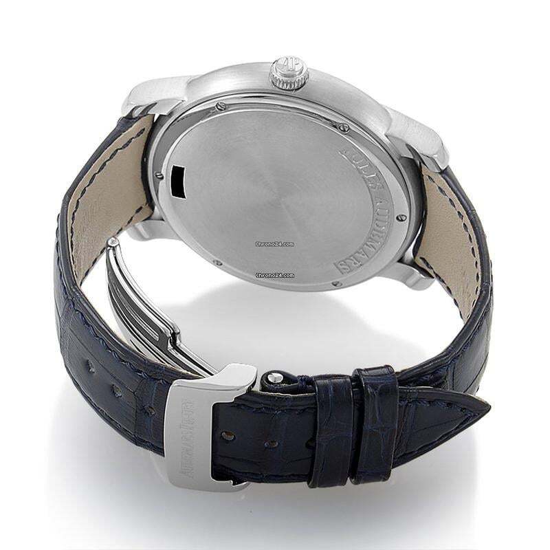 Audemars Piguet Jules Audemars Automatic Men's Watch Platinum Case With Leather Strap Authentic Luxury Timepiece