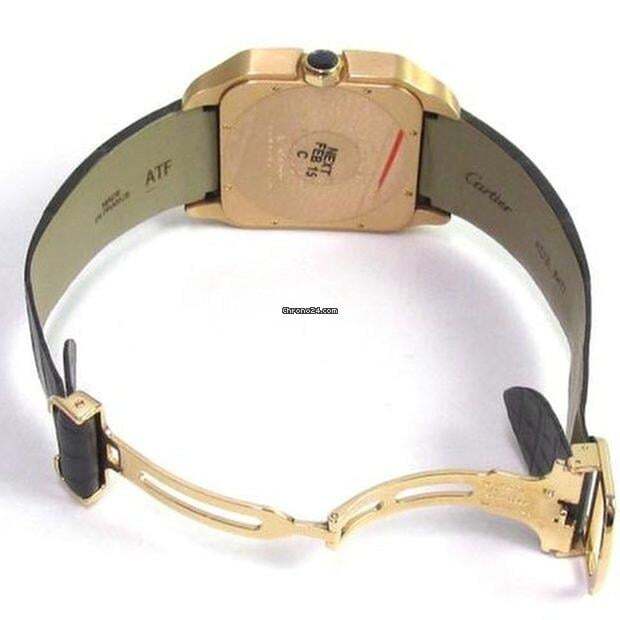 Cartier Santos Dumont Manual winding Men's Watch Rose Gold Case With Leather Strap Authentic Luxury Timepiece