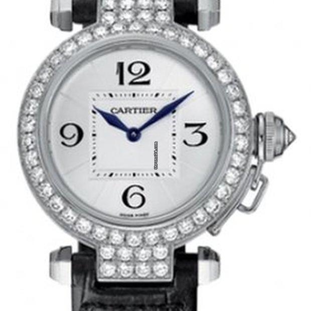 Cartier Pasha Quartz Women's Watch White Gold Case With Leather Strap Authentic Luxury Timepiece