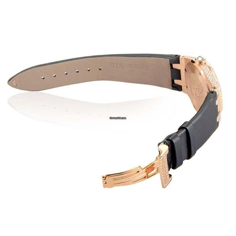 Audemars Piguet Royal Oak Lady Quartz Women's Watch Rose Gold Case With Satin Strap Authentic Luxury Timepiece