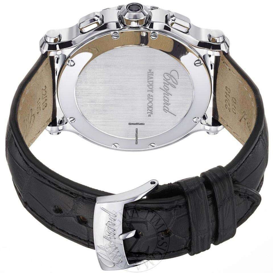 Chopard Happy Sport Quartz Women's Watch Steel Case With Leather Strap Authentic Luxury Timepiece