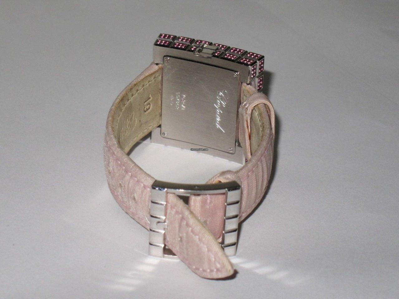 Chopard Ice Cube Quartz Women's Watch White Gold Case With Leather Strap Authentic Luxury Timepiece