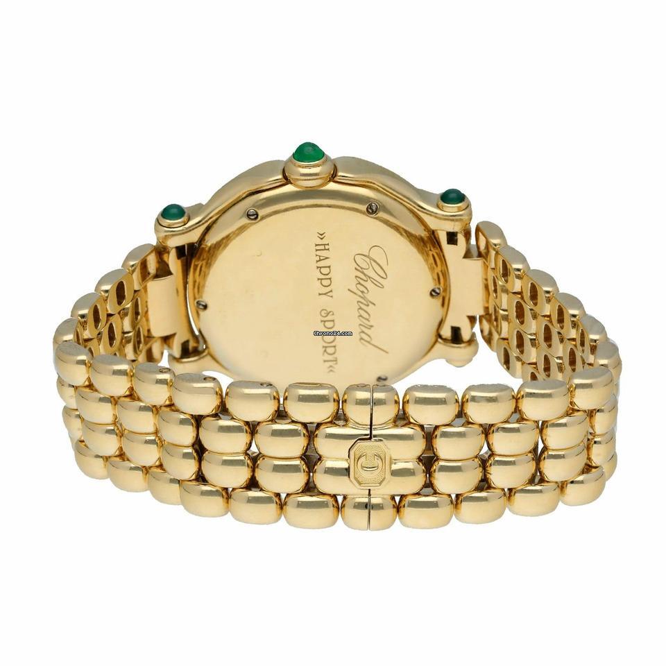 Chopard Happy Sport Quartz Women's Watch With Yellow Gold Case and Strap Authentic Luxury Timepiece
