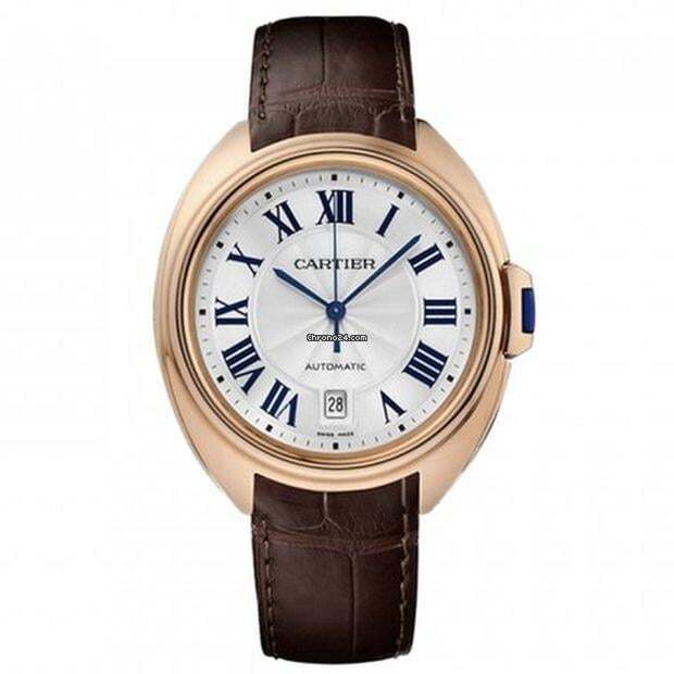 Cartier Clé de Cartier Automatic Men's Watch Rose Gold Case With Leather Strap Authentic Luxury Timepiece
