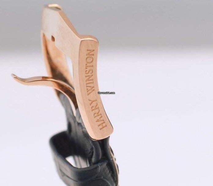 Harry Winston Ocean Automatic Men's Watch Rose Gold Case With Crocodile skin Strap Authentic Luxury Timepiece