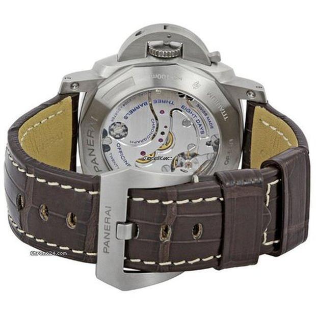 Panerai Luminor 1950 8 Days Chrono Monopulsante GMT Manual winding Men's Watch Titanium Case With Leather Strap Authentic Luxury Timepiece