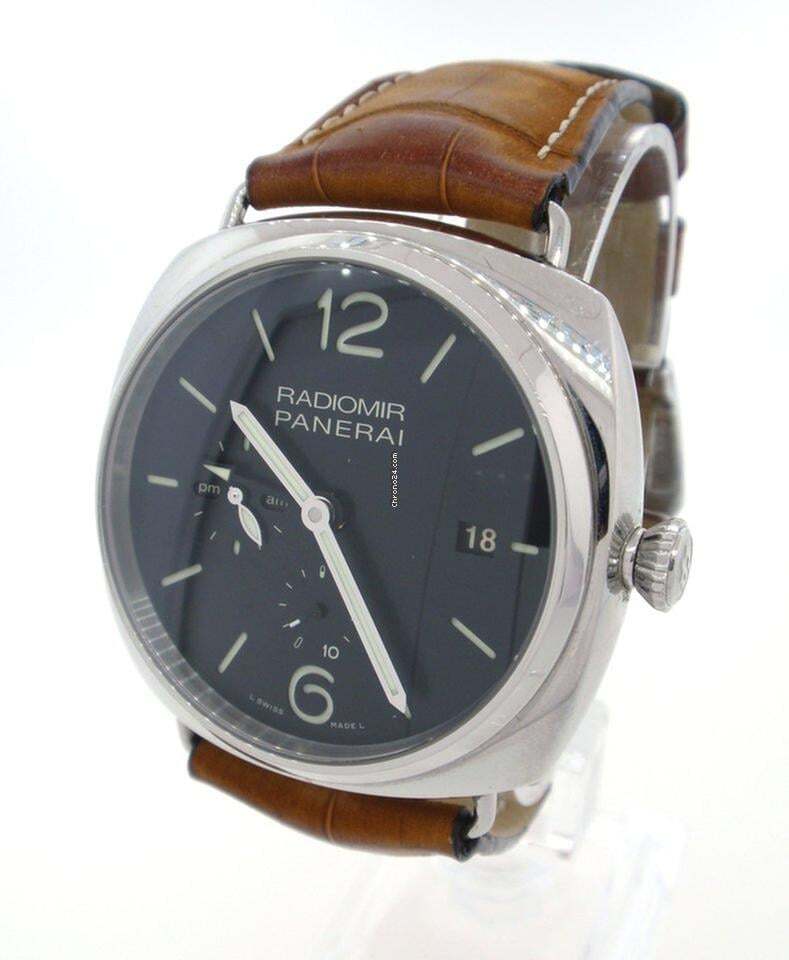Panerai Radiomir 10 Days GMT Manual winding Men's Watch Steel Case With Leather Strap Authentic Luxury Timepiece