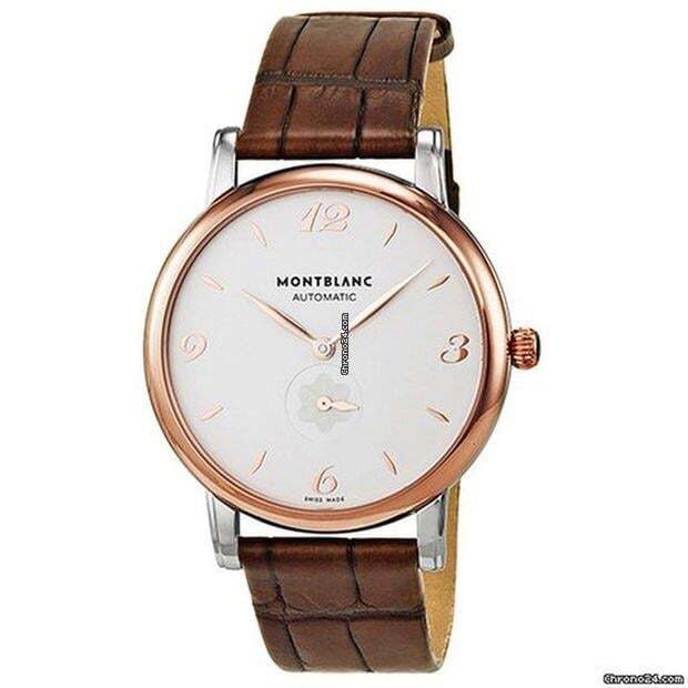 Montblanc Star Classique Automatic Men's Watch Gold/Steel Case With Leather Strap Authentic Luxury Timepiece