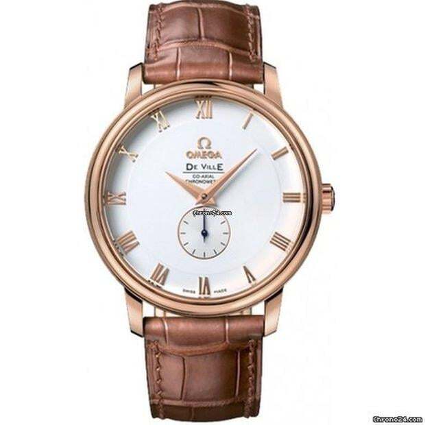 Omega De Ville Prestige Automatic Men's Watch Rose Gold Case With Leather Strap Authentic Luxury Timepiece