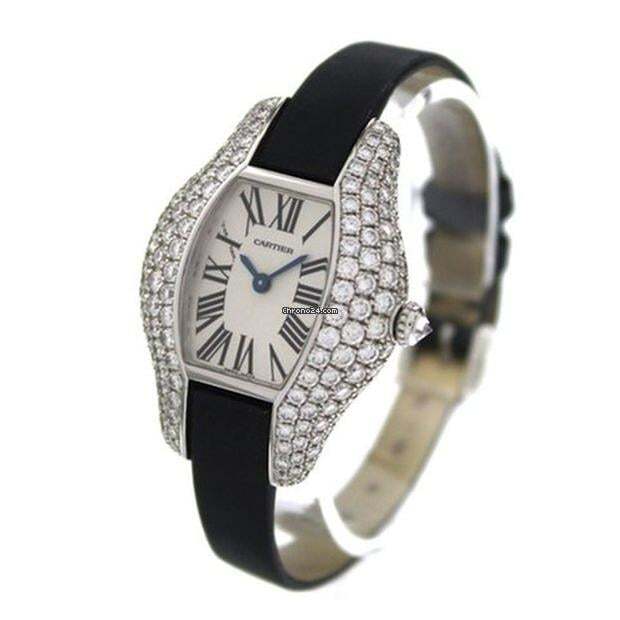 Cartier Tonneau Quartz Women's Watch White Gold Case With Leather Strap Authentic Luxury Timepiece