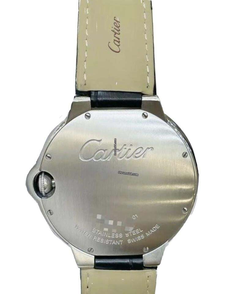 Cartier Ballon Bleu 44mm Automatic Men's Watch Steel Case With Leather Strap Authentic Luxury Timepiece