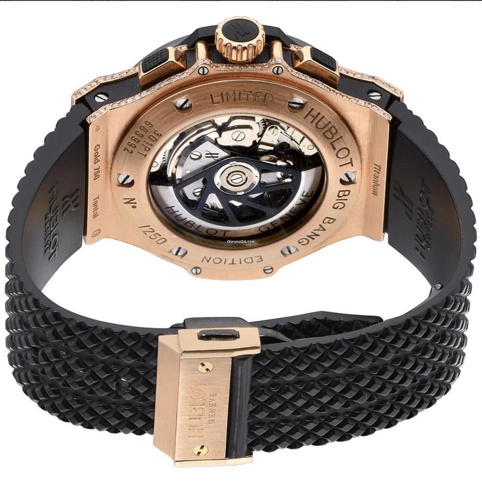 Hublot Big Bang 44 mm Automatic Men's Watch Rose Gold Case With Rubber Strap Authentic Luxury Timepiece