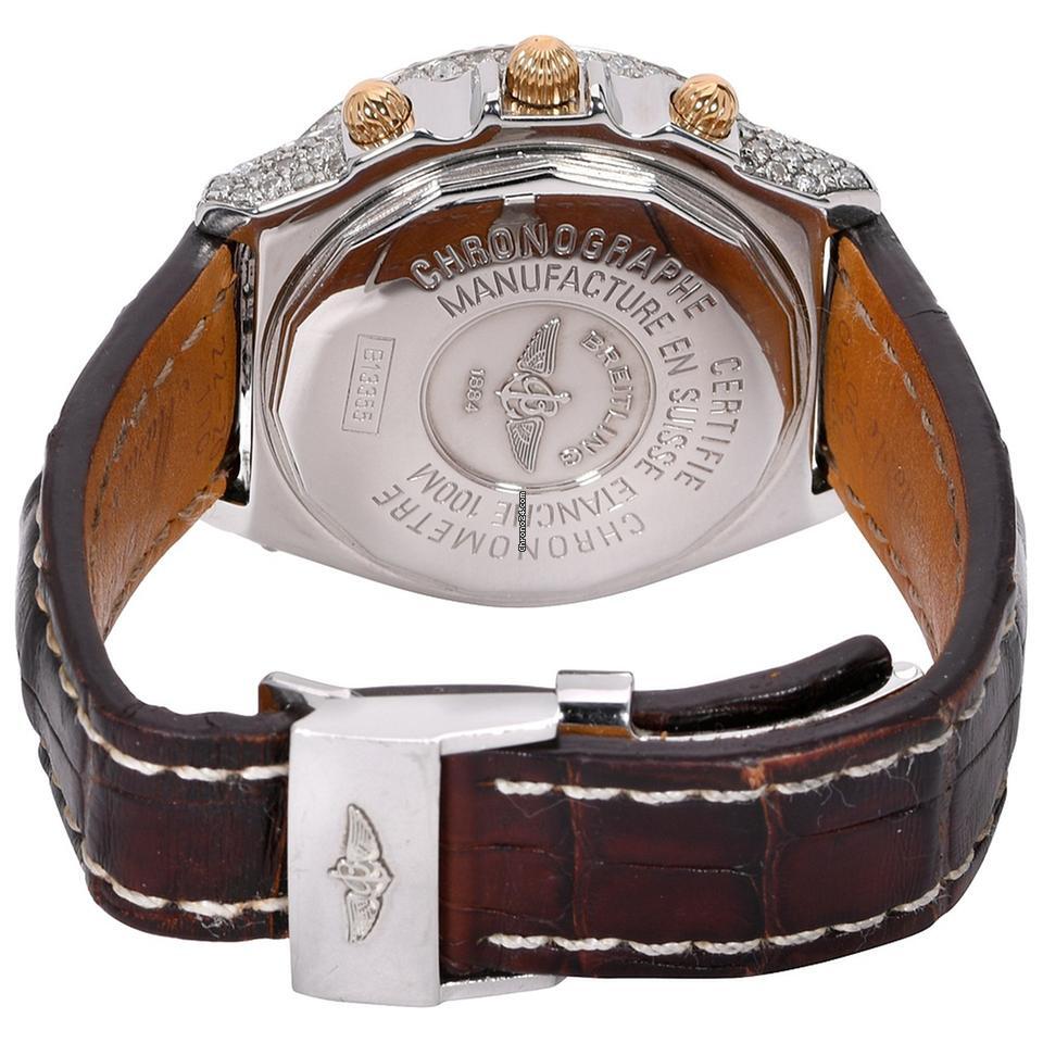 Breitling Crosswind Chronograph Automatic Unisex Watch Steel Case With Leather Strap Authentic Luxury Timepiece