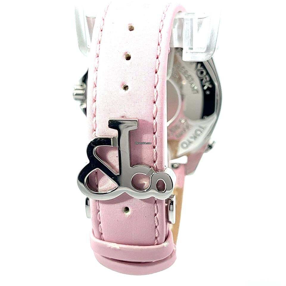 Jacob & Co. Five Time Zone Quartz Women's Watch Steel Case With Leather Strap Authentic Luxury Timepiece