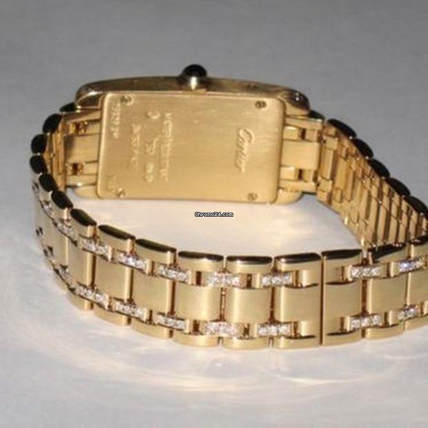 Cartier Tank Américaine Quartz Women's Watch With Yellow Gold Case and Strap Authentic Luxury Timepiece