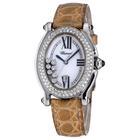 Chopard Happy Sport Quartz Women's Watch Steel Case With Leather Strap Authentic Luxury Timepiece