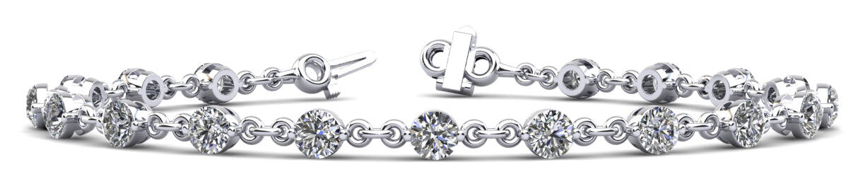14K White Gold Single Prong Bracelet-under-clasp With 0.91 TCW Diamond (Lab Grown VS-SI1, E/F/G)