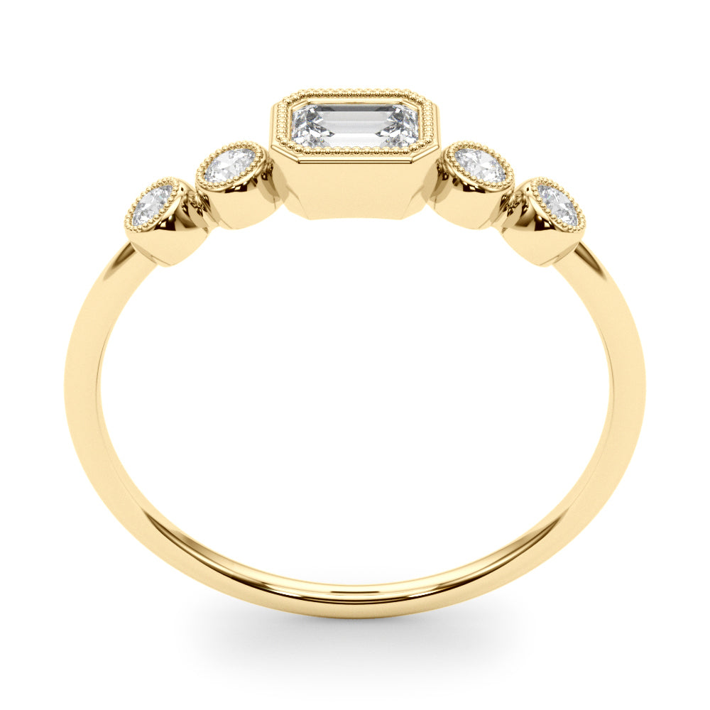 14K Yellow Gold Lab Grown Diamond 5 Stone Fashion Ring With Emerald Cut Center With 0.32 TCW Diamond (Lab Grown VS-SI1, E/F/G)