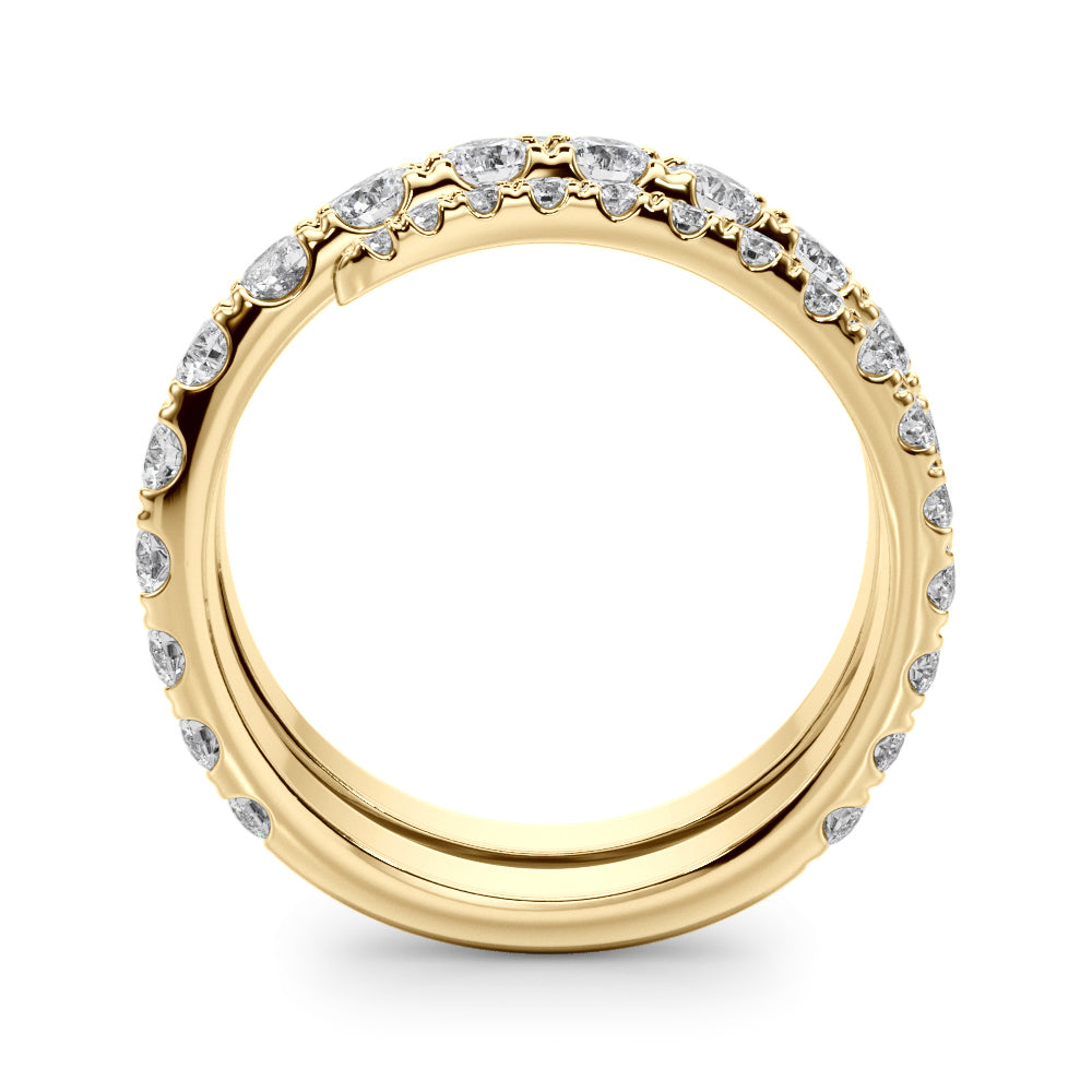 14K Yellow Gold Lab Grown Diamond Split Shank Swirl Band With 0.04 TCW Diamond (Lab Grown VS-SI1, E/F/G)