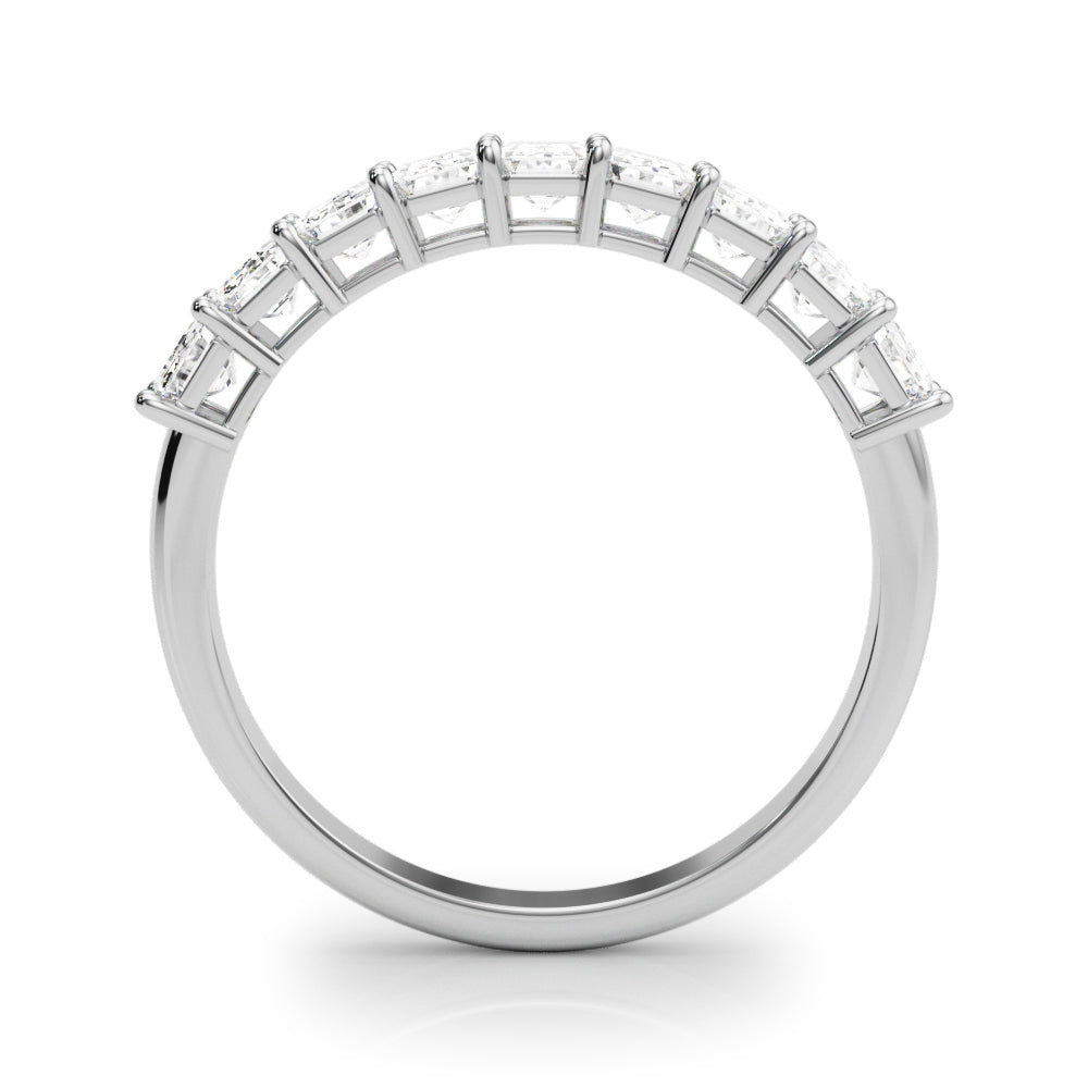 14K White Gold Lab Grown Diamond 9 Stone Band Emerald Cut With 1.35 TCW Diamond (Lab Grown VS-SI1, E/F/G)