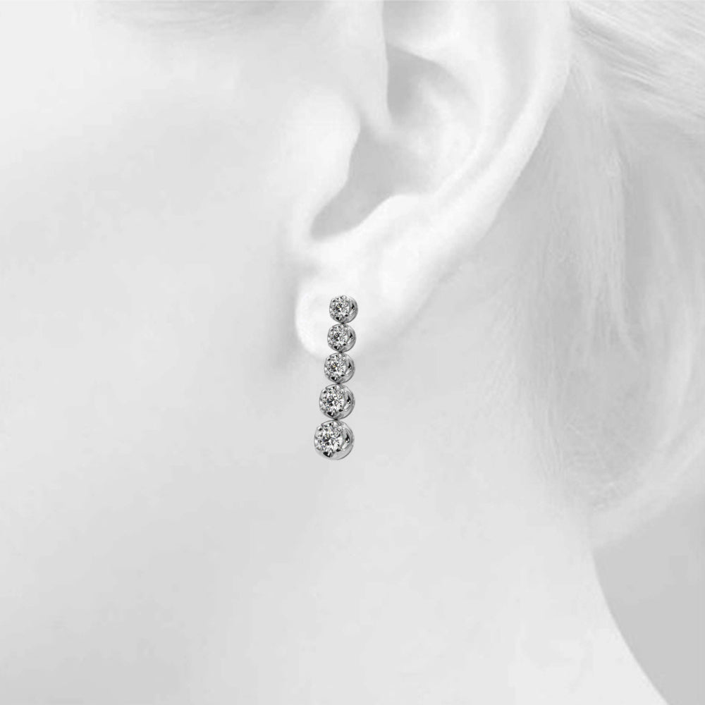 14K White Gold Lab Grown Diamond Earrings With 0.54 TCW Diamond (Lab Grown VS-SI1, E/F/G)