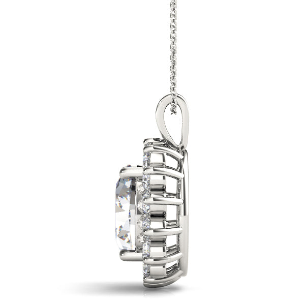 14K White Gold Pendants Color Oval With 0.42 TCW Diamond (Lab Grown VS-SI1, E/F/G)