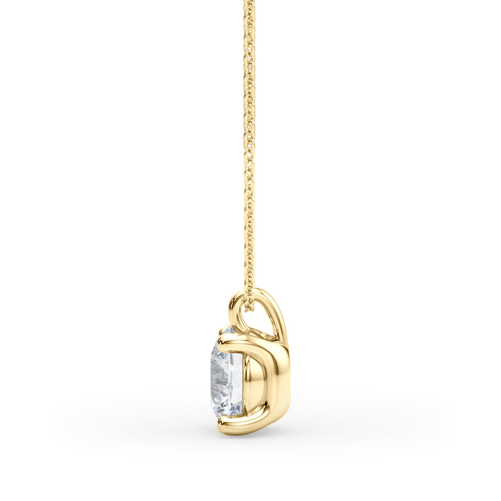 14K Yellow Gold Round Solitaire Pendant With 1 TCW Diamond (Lab Grown VS-SI1, E/F/G)