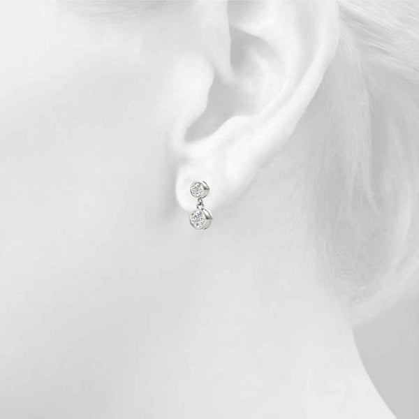 14K White Gold Earrings Single Stone With 0.50 TCW Diamond (Lab Grown VS-SI1, E/F/G)