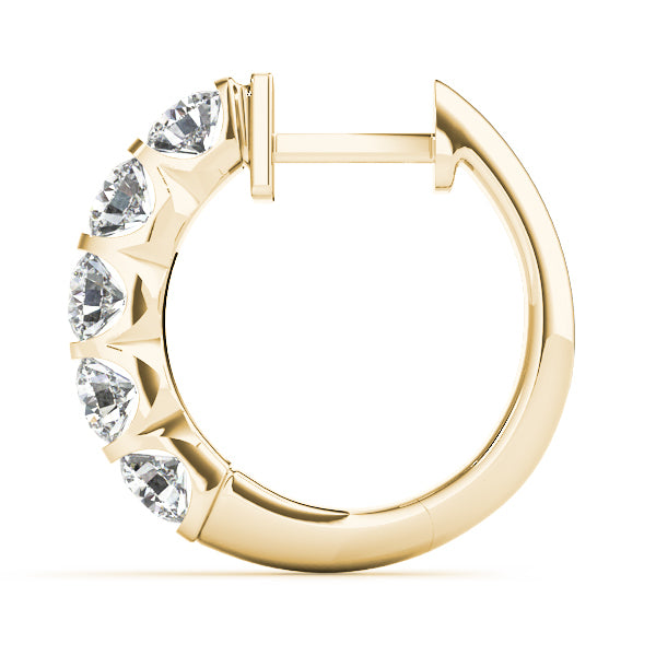 14K Yellow Gold Earrings Hoop Earrings Standard Hoops With 1 TCW Diamond (Lab Grown VS-SI1, E/F/G)