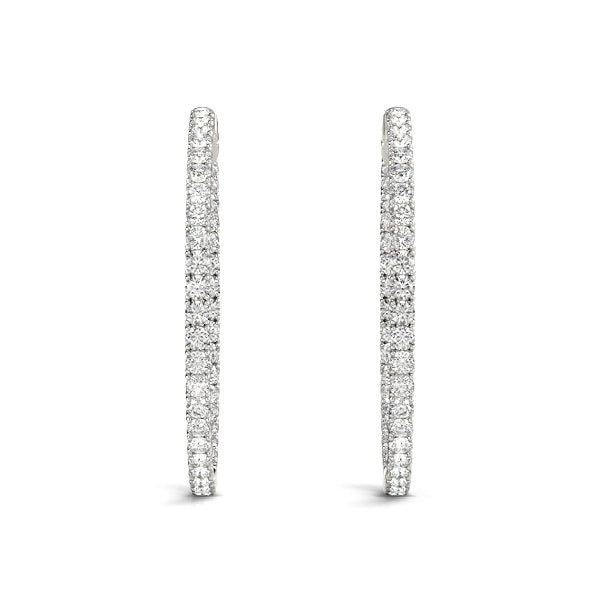 14K White Gold .75 Inch 4 Prong Round Hoop With 0.34 TCW Diamond (Lab Grown VS-SI1, E/F/G)