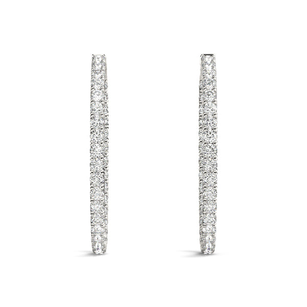 14K White Gold 1.75 Inch 4 Prong Oval Hoop With 2.73 TCW Diamond (Lab Grown VS-SI1, E/F/G)