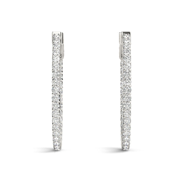 14K White Gold 1.25 Inch 2 Prong Oval Hoop With 2.61 TCW Diamond (Lab Grown VS-SI1, E/F/G)