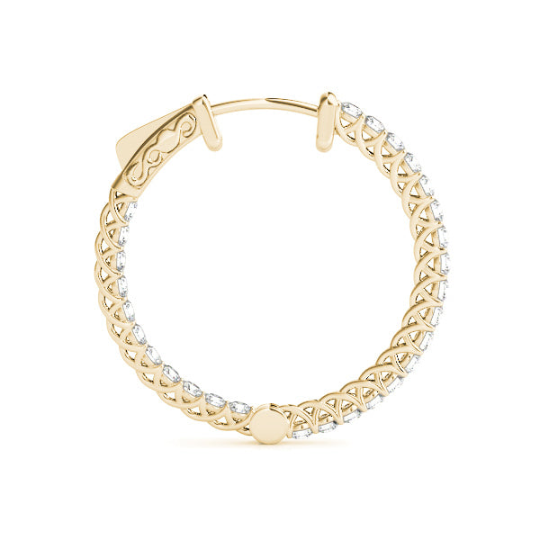 14K Yellow Gold .75 Inch Lucida Round Hoop With 0.38 TCW Diamond (Lab Grown VS-SI1, E/F/G)