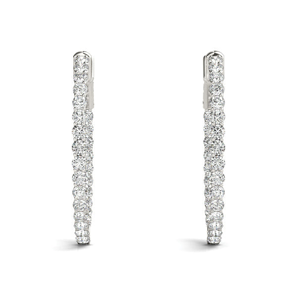 14K White Gold 1 Inch Lucida Round Hoop With 0.75 TCW Diamond (Lab Grown VS-SI1, E/F/G)