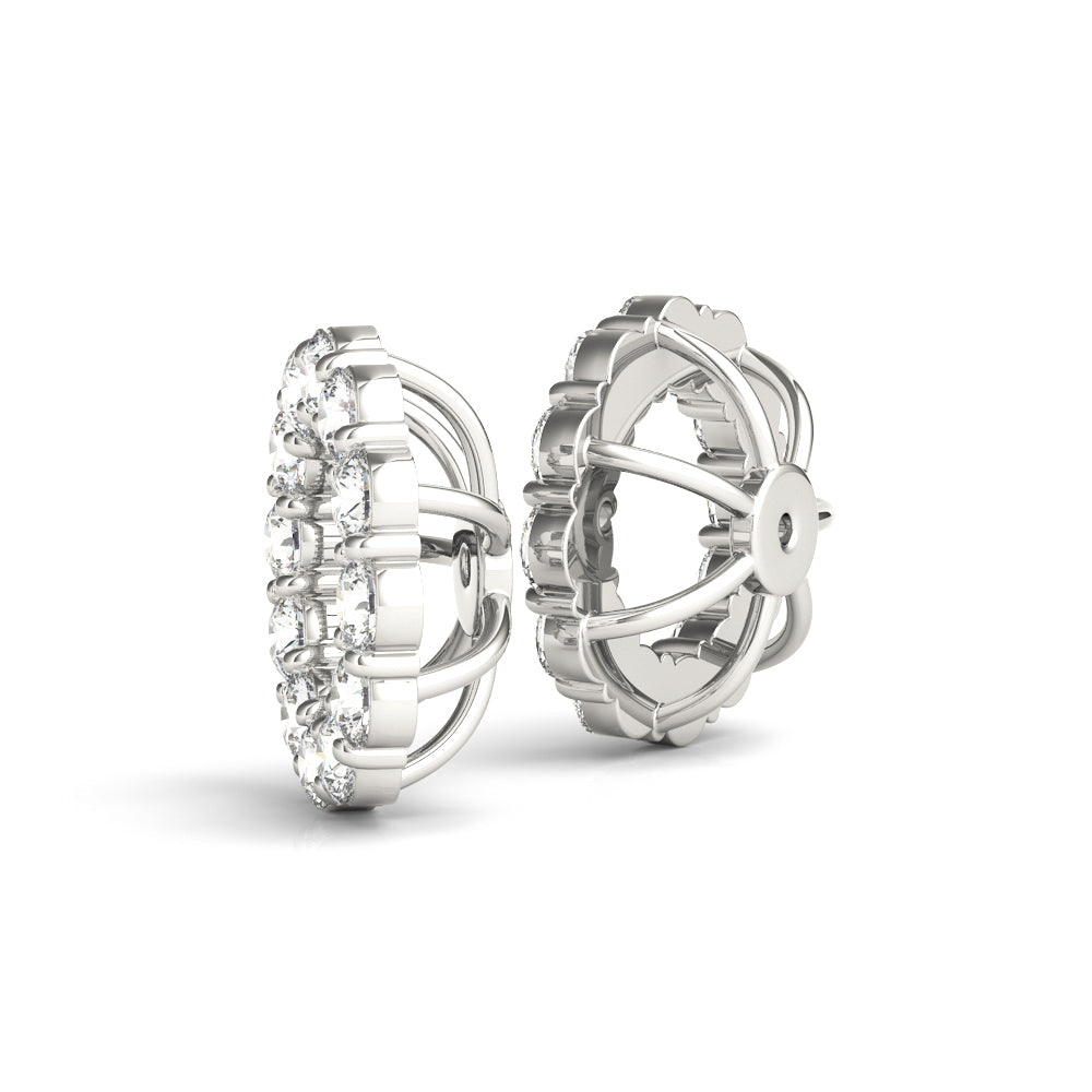14K White Gold Earring Jacket For .75 Ct Center With 0.55 TCW Diamond (Lab Grown VS-SI1, E/F/G)