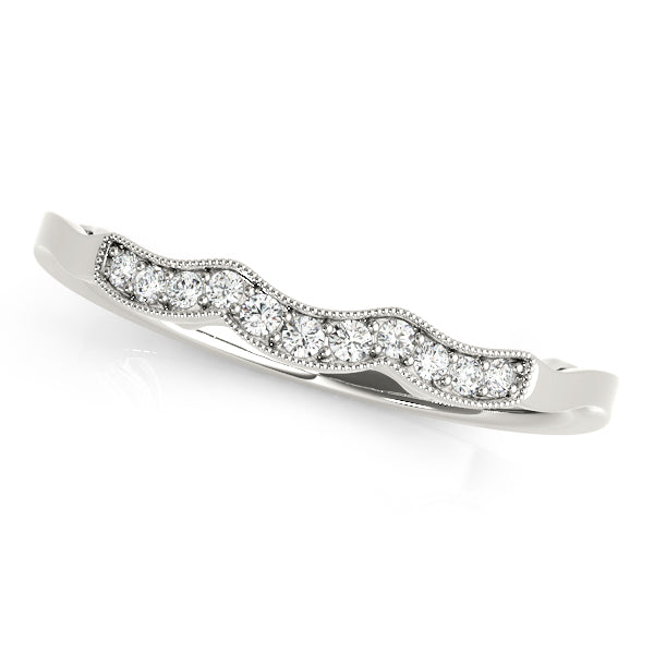 14K White Gold Wedding Bands Curved Bands With 0.05 TCW Diamond (Lab Grown VS-SI1, E/F/G)