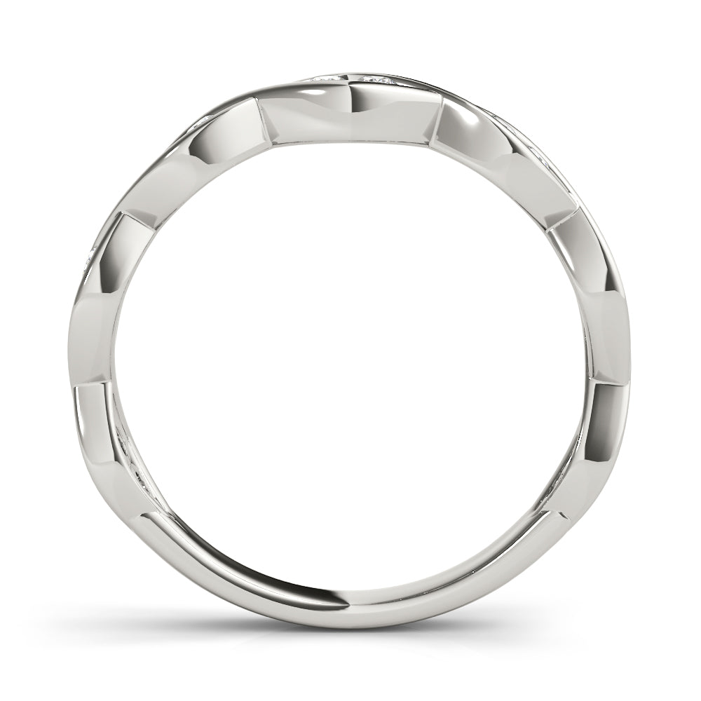 14K White Gold Twisted Wedding Band With 0.21 TCW Diamond (Lab Grown VS-SI1, E/F/G)