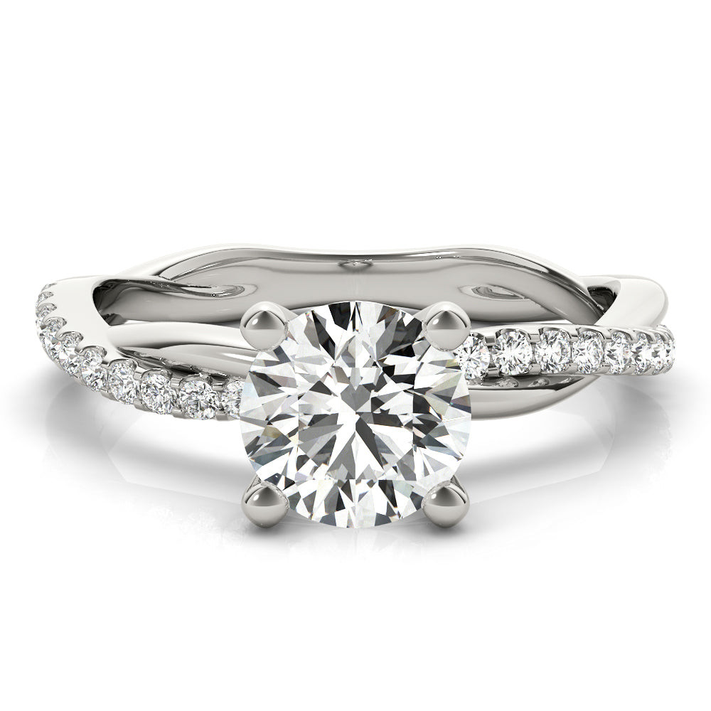 14K White Gold Twisted Dia Shank Engagement Ring With 1.16 TCW Diamond (Lab Grown VS-SI1, E/F/G)