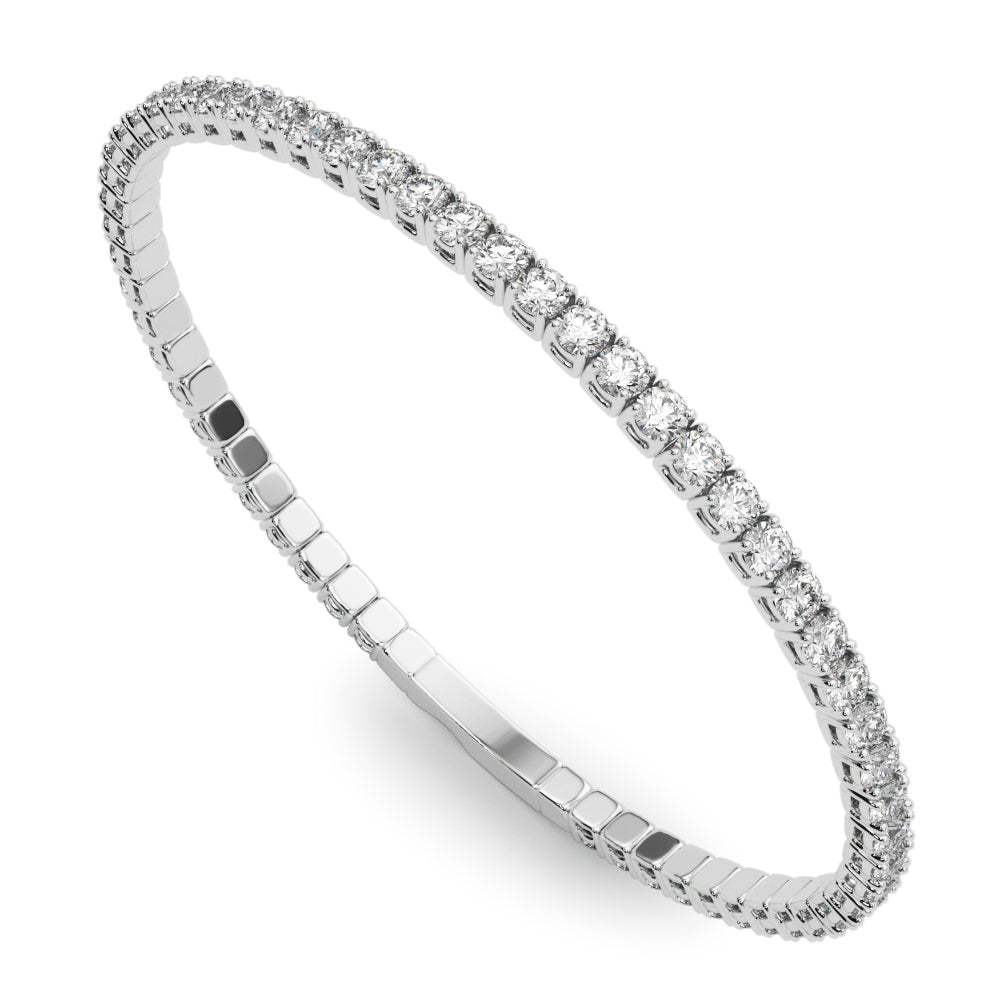14K White Gold Flexible Eternity Bangle With 1.66 TCW Diamond (Lab Grown VS-SI1, E/F/G)