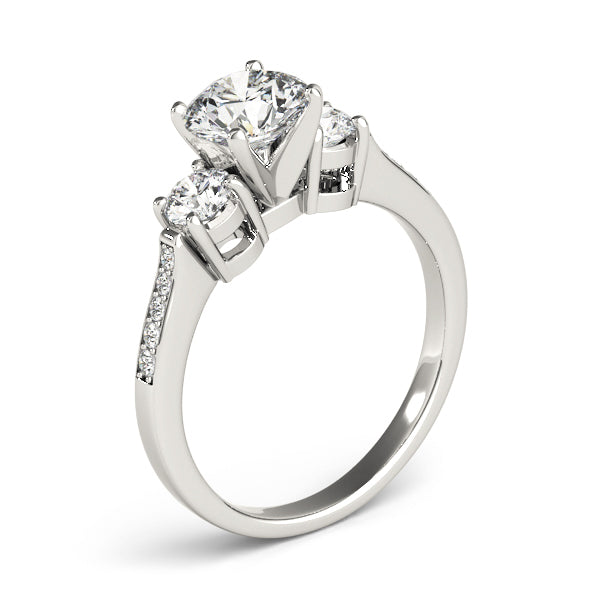 14K White Gold Engagement Rings 3 Stone Round With 0.45 TCW Diamond (Lab Grown VS-SI1, E/F/G)