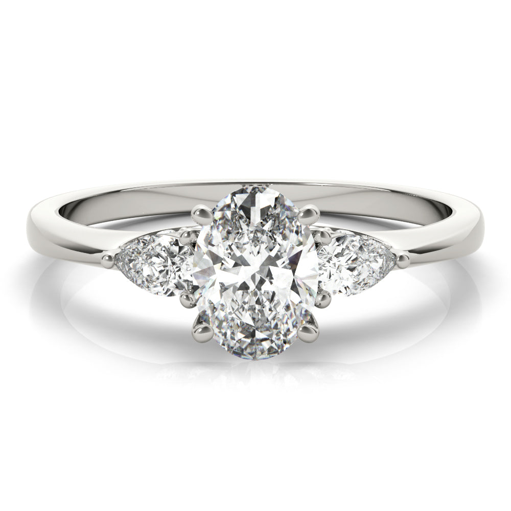 14K White Gold Fashion Rings Oval & Pear Shape With 0.29 TCW Diamond (Lab Grown VS-SI1, E/F/G)