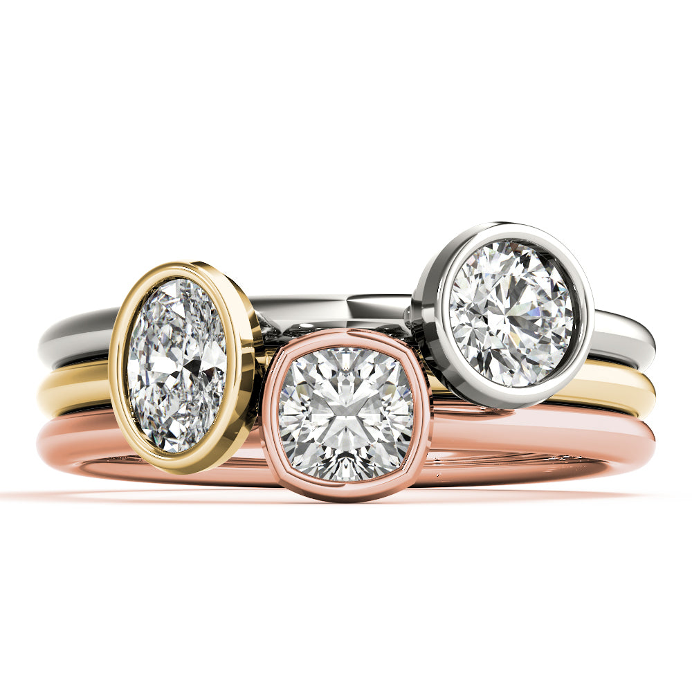 14K White Gold Oval Solitaire Stackable With 0.25 TCW Diamond (Lab Grown VS-SI1, E/F/G)