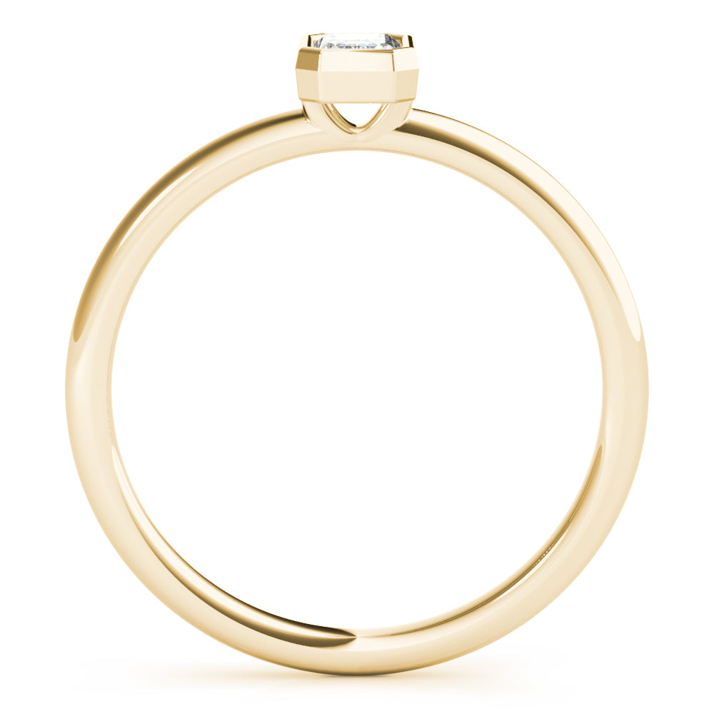 14K Yellow Gold Emerald Solitaire Stackable With 0.30 TCW Diamond (Lab Grown VS-SI1, E/F/G)
