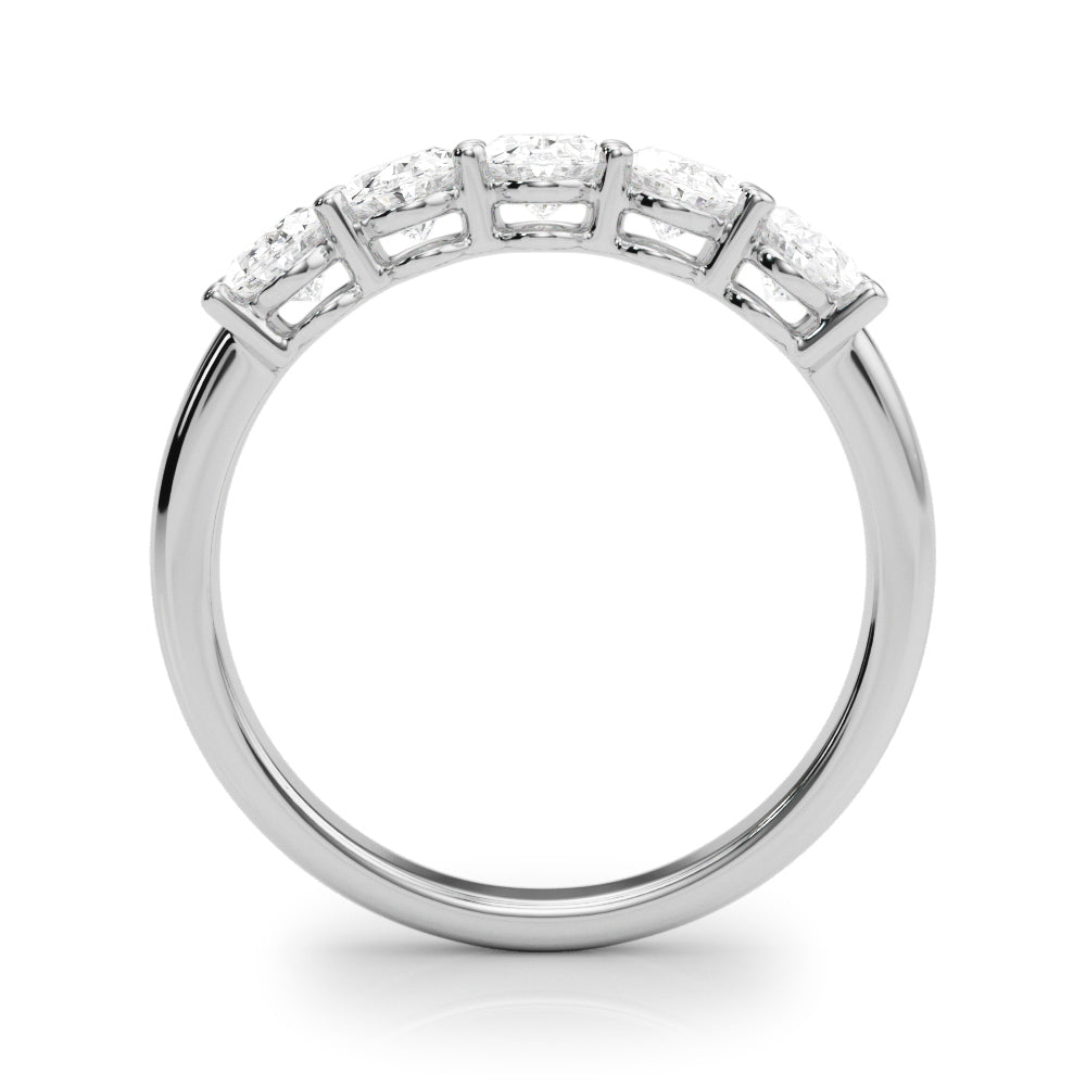 14K White Gold Lab Grown Diamond 5 Stone Band Oval With 1.15 TCW Diamond (Lab Grown VS-SI1, E/F/G)