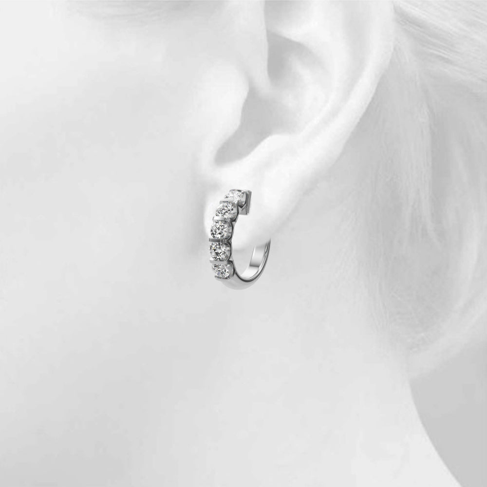 14K White Gold Lab Grown Diamond Hoop Earrings With 2 TCW Diamond (Lab Grown VS-SI1, E/F/G)