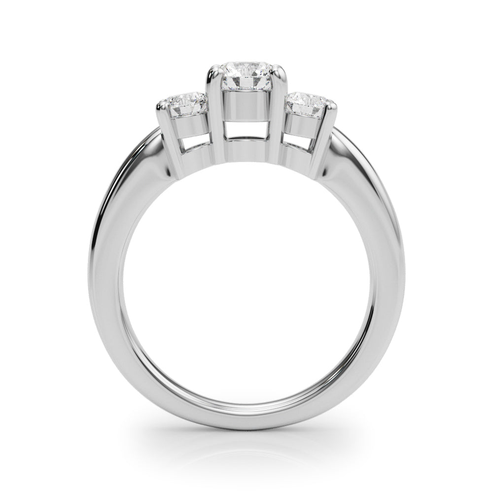 14K White Gold Lab Grown Diamond 3 Stone Engagement Ring Round With 1 TCW Diamond (Lab Grown VS-SI1, E/F/G)