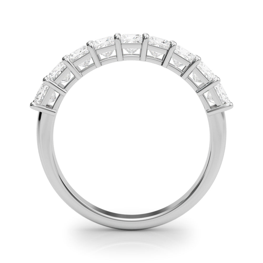 14K White Gold Lab Grown Diamond 9 Stone Band Princess Cut With 1.35 TCW Diamond (Lab Grown VS-SI1, E/F/G)