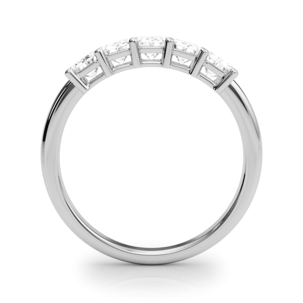 14K White Gold Lab Grown Diamond 5 Stone Band Emerald Cut With 1.05 TCW Diamond (Lab Grown VS-SI1, E/F/G)